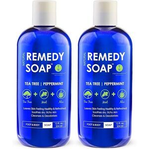 Remedy soap, 12 oz Teatree, peppermint, aloe body wash, pack of 2 Truremedy Natu